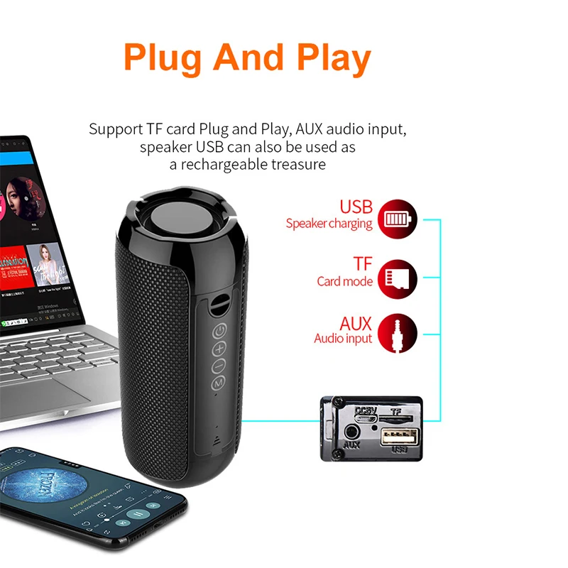 Портативная уличная Bluetooth колонка стерео музыкальный плеер водонепроницаемый