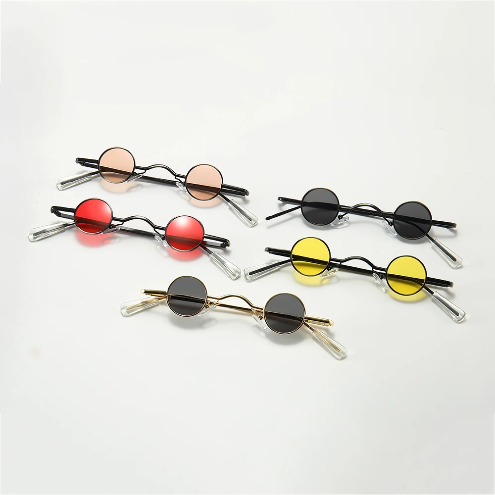 New Fashion Retro Mini Lens Sunglasses Round Men Women Metal Frame Gold Black Red Sun Glasses