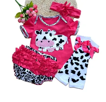 

Reborn Baby Doll Clothes Outfit For 20-23 Inch Reborns Newborn Babies Matching Clothing Rose Dairy Cow Four-Piece Set