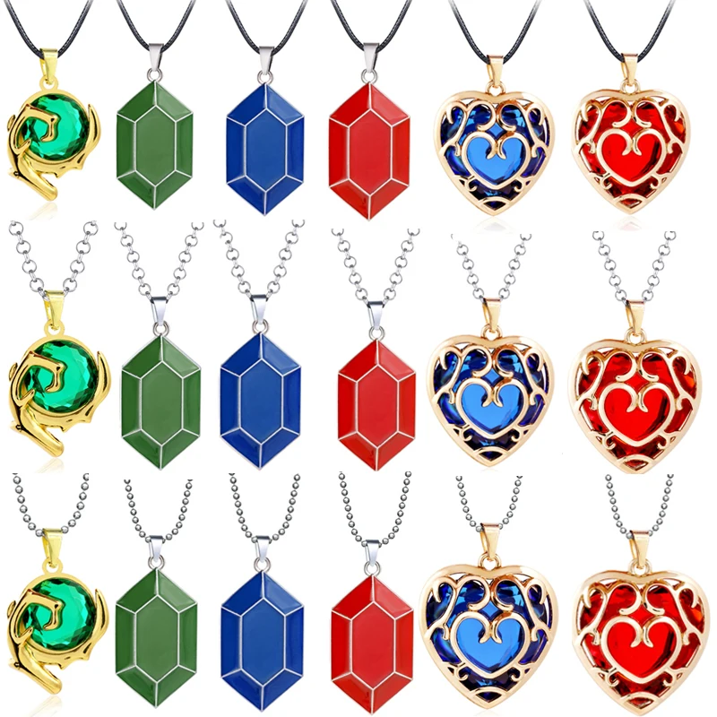 Игра Легенда о Зельде Ожерелье Эмаль синее красное сердце кристалл кулон чокер