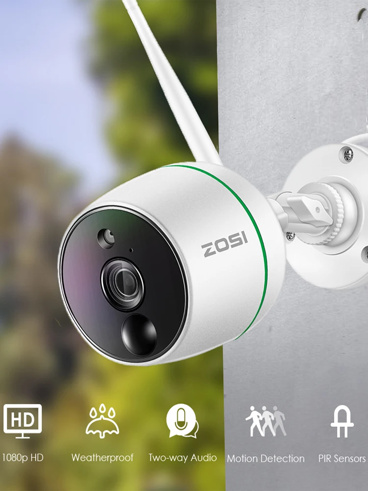 ZOSI Full HD 1080P беспроводная ИК ночного видения SD карта Wifi CCTV видео камера для системы наблюдения монитор 2MP Пуля IP камера