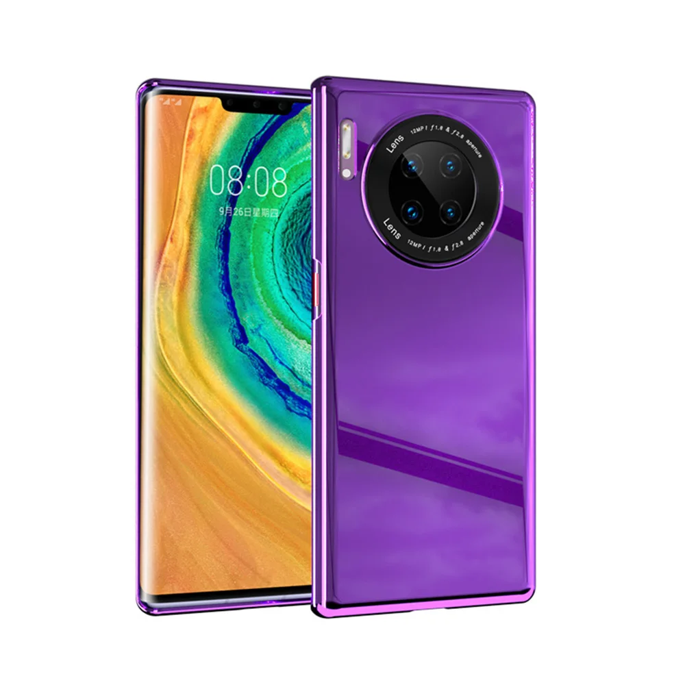 Стекло зеркало huawei mate30/mate 30 pro Чехол для телефона ультра-тонкий защитный жесткий чехол Простой деловой стиль 11,7 - Цвет: Фиолетовый