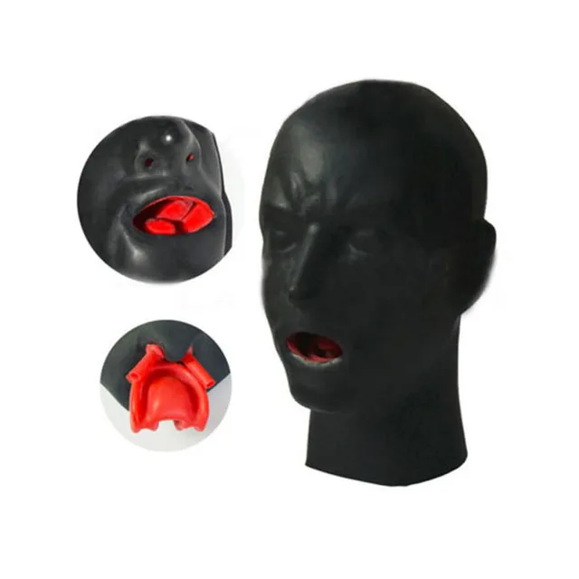 Masques De Fête 3D Latex Cagoule Humaine Masque Yeux Fermés Cagoule Fétiche  Avec Bouche Rouge Gaine Langue Nez Tube 230625 Du 29,1 €