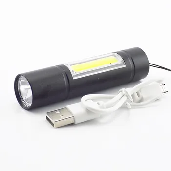 

Q5 torch USB LED rechargeable Work COB Light Torch Super bright Flashlight Mini Portable Built with Battery Lamp Torch Camping