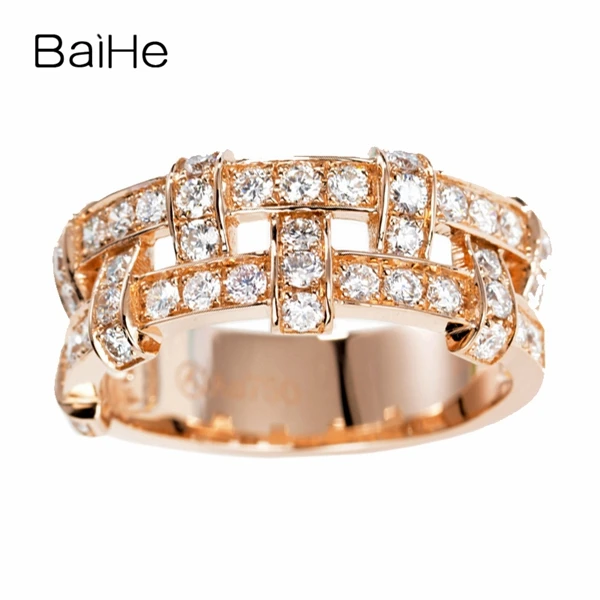 BAIHE Solid 14K розовое золото 1ct Сертифицированный H/SI круглый Полный Cut натуральные Алмазы обручальные женские модное Ювелирное кольцо