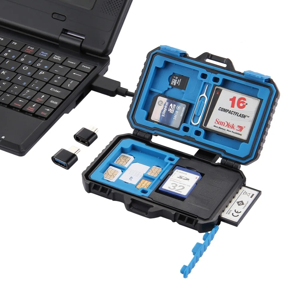 Чехол PULUZ для карт памяти USB 3 0 SD CF TF Reader + OTG Fuction 9/22/27 слотов водонепроницаемый