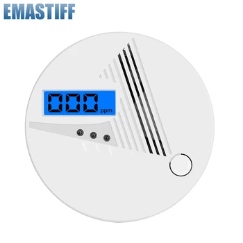 Sensor de CO LCD que funciona solo, sirena de 85dB integrada, sonido independiente, Detector de alarma de advertencia de intoxicación por monóxido de carbono