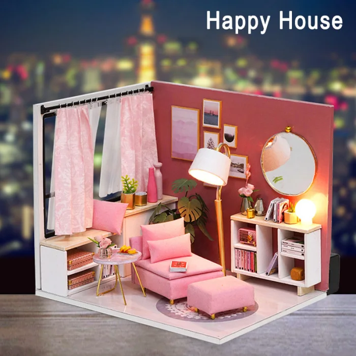 Детский Кукольный домик Миниатюрный с мебели DIY мини-домик сборная игрушка на день рождения Рождество дизайн