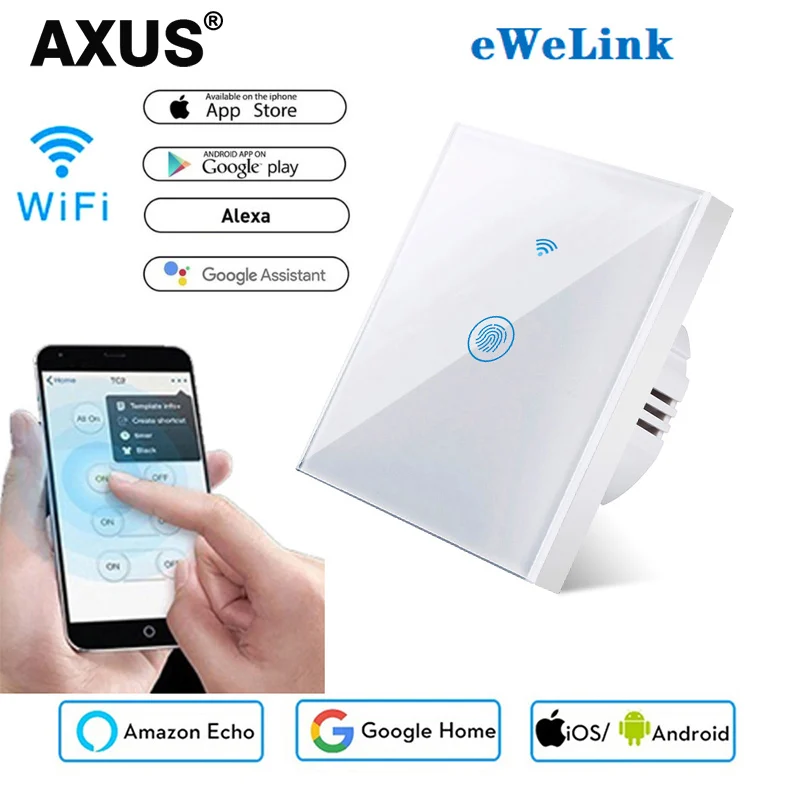 Настенный сенсорный выключатель AXUS стандарт ЕС 1 набор выход Ewelink поддержка Alexa