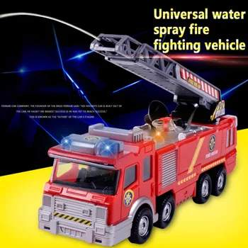 

Kids Electronic Power Fire Truck Car Toy with Water Shooting Lights Sounds Extending Ladder S7JN