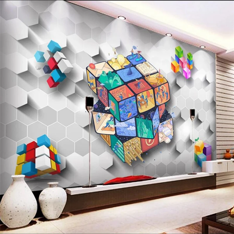 beibehang Customized Wallpaper 3D Photo Mural Rubik's Cube Tooling Background Wall Living Room Bedroom Wallpapers | Обустройство