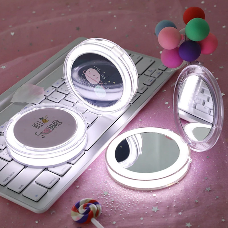 

8 Colors 3X Magnifying Lighted Makeup Mirror Light Mini Round Portable LED Make Up Mirror Sensing USB Chargeable makeup mirror
