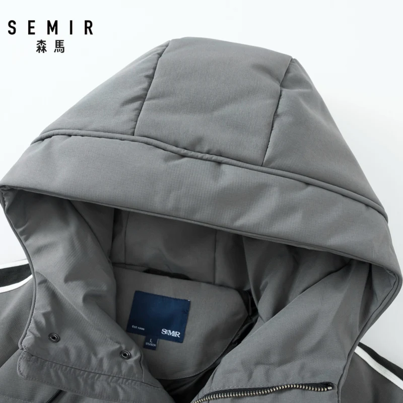Semir, длинный пуховик для мужчин, молодых, зимняя, мужская, тренд, плетение, полоса пропускания, свободная, ветрозащитная куртка, Толстая куртка
