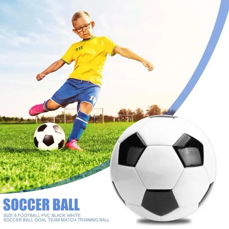 Футбольный мяч, классический, нежная текстура, размер 5, футбольный, ПВХ, черный, белый, футбольный мяч, для взрослых, детей, командный матч, тренировочный мяч