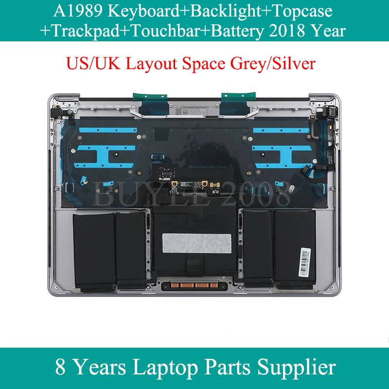 

Original US UK Russian French Spanish German Keyboard For Macbook A1989 Keyboard Topcase Backlight Trackpad Touchbar Battery