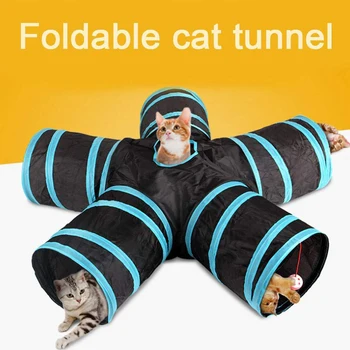 

5 Holes Foldable Pet Tunnel Indoor Outdoor Pet Training Toy Kitten Play Tunnel Tube