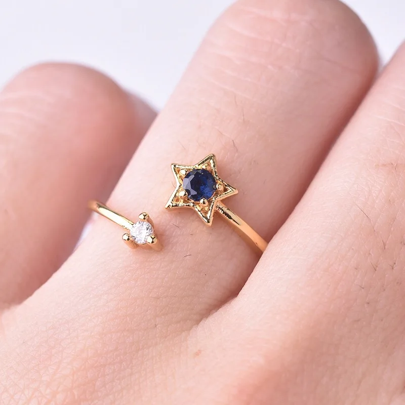 High Quality Cute Small Cubic Zircon Star Ring for Women Adjustable Rose Gold Color Jewelry | Украшения и аксессуары
