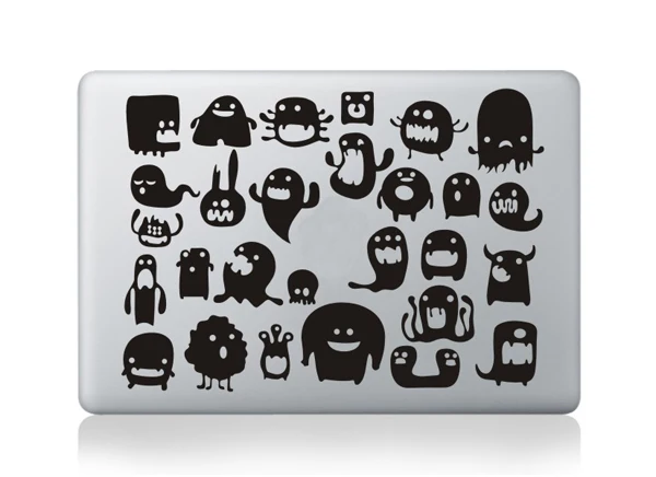 MB black-Part E (1) Забавная частичная наклейка для ноутбука Apple Macbook, наклейка Air retina Pro 11, 13, 15, черная мультяшная наклейка для компьютера, ноутбука s - Цвет: MB black-Part E (1)