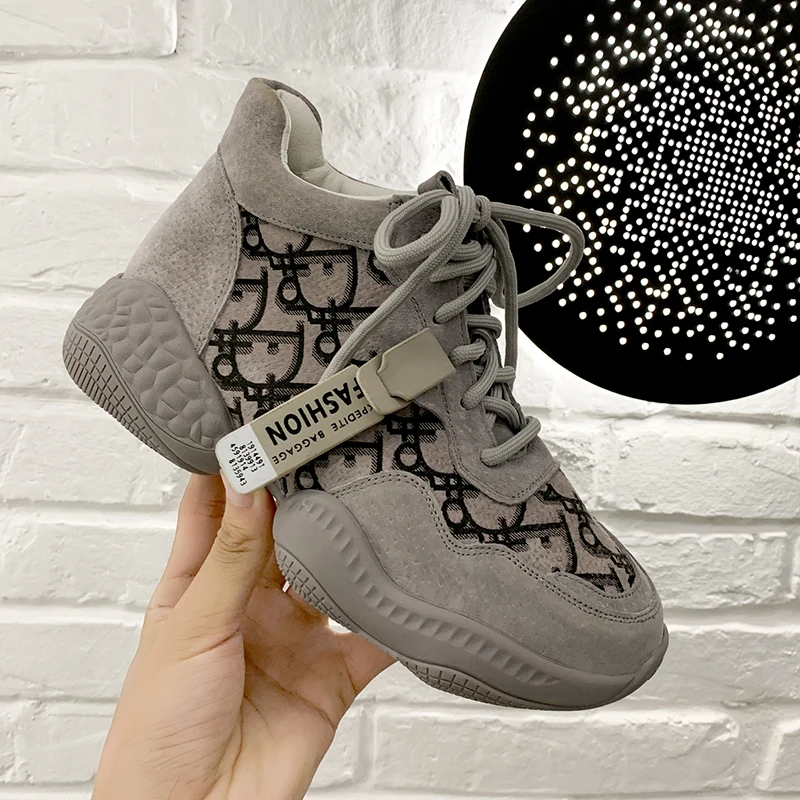 Серый Женские кроссовки; трендовый светильник Flyknit; дышащая женская спортивная обувь; Фирменная Новинка; zapatos mujer; женские кроссовки; трендовая обувь; A889 - Цвет: Серый