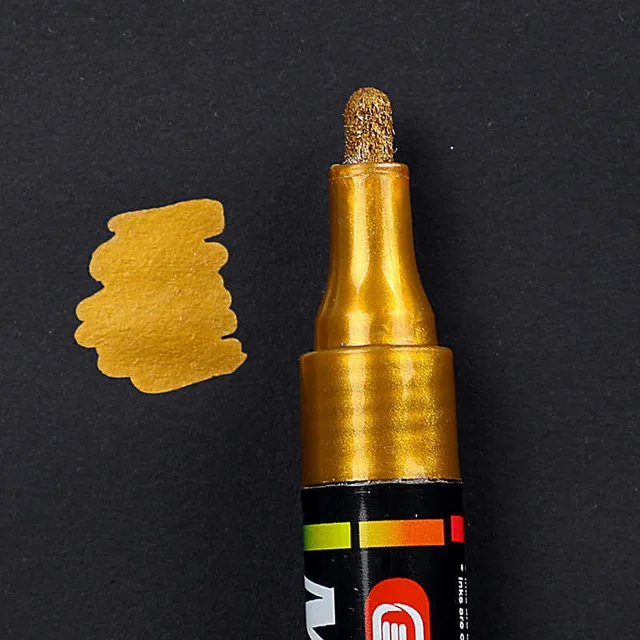 Red gold 1Pcs Water-based Paint Metal Marker Pens Sharpie 3.0mm Gold Silver Ceramic Rock Glass Porcelain Mug Wood Fabric Canvas Painting - Цвет: Red gold