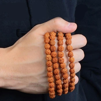 

Wholesale 108 Mala Natural Nepalese 5/7/9mm Golden 5-petal Rudraksha Bracelet Fashion Men's Buddha Beads Bracelet DIY Jewelry