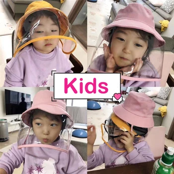 

Kid Anti Spitting Protective Hat Face Shield Mask Fisherman Hat Anti Splash Safety Solid Color Cute Baby Bucket Hats