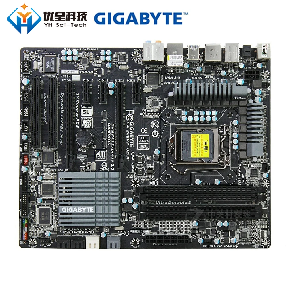 Оригинальная б/у настольная Материнская плата Gigabyte GA-Z68XP-UD3P Z68 розетка LGA 1155 Core i7/i5/i3/Pentium/Celeron DDR3 32G ATX