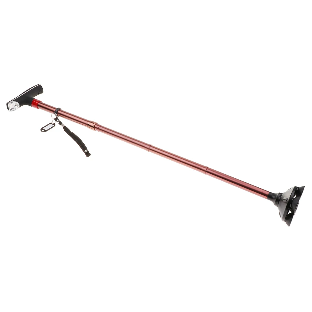 Adjustable Folding Walking Cane with LED Light and Security Alarm Anti Slip Lightweight Walking Stick Balancing Mobility Aid