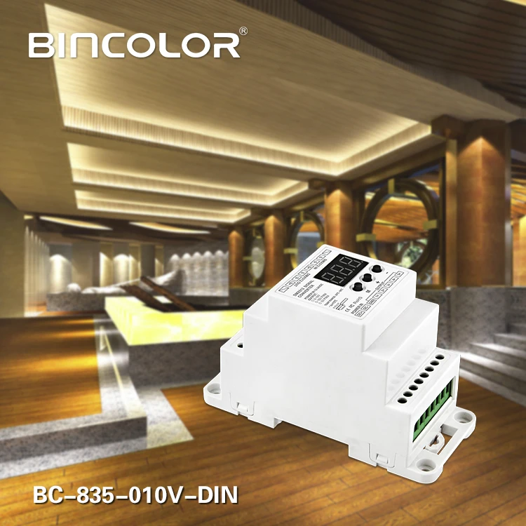 5 Channel led Din Rail DMX512/1990 signal to 0-10V or PWM10V or PWM5V signal converter DMX512 controller,DC12V-24V