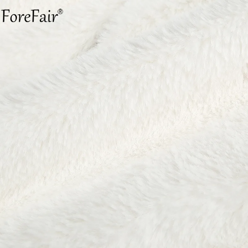 Forefair, белое меховое пальто из искусственного меха, Женская водолазка с длинным рукавом, Осень-зима, короткая теплая куртка на молнии, Женская Повседневная Уличная куртка