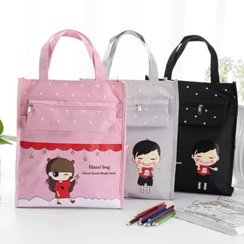

2020 Cute School Large Capacity Oxford A4 File Folder Kid's Document Bag Business Briefcase Paper Storage Bag With Zipper