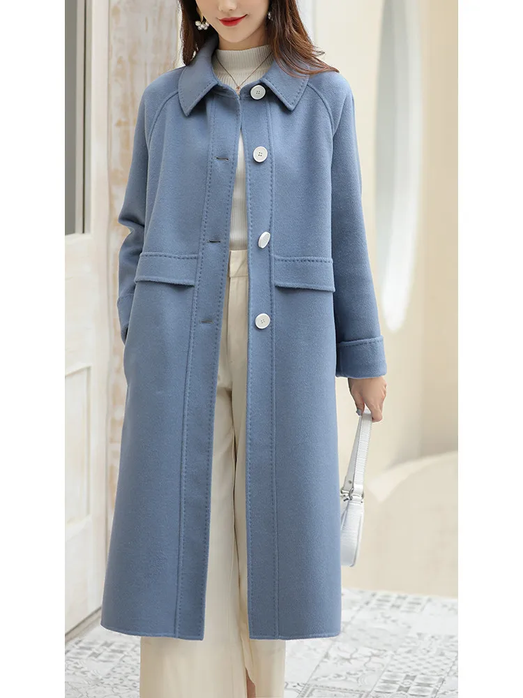 

Women Coat Winter 100% Wool Coat Female Double Side Woolen Coats and Jackets Women Korean Long Jacket Manteau Femme MY en s