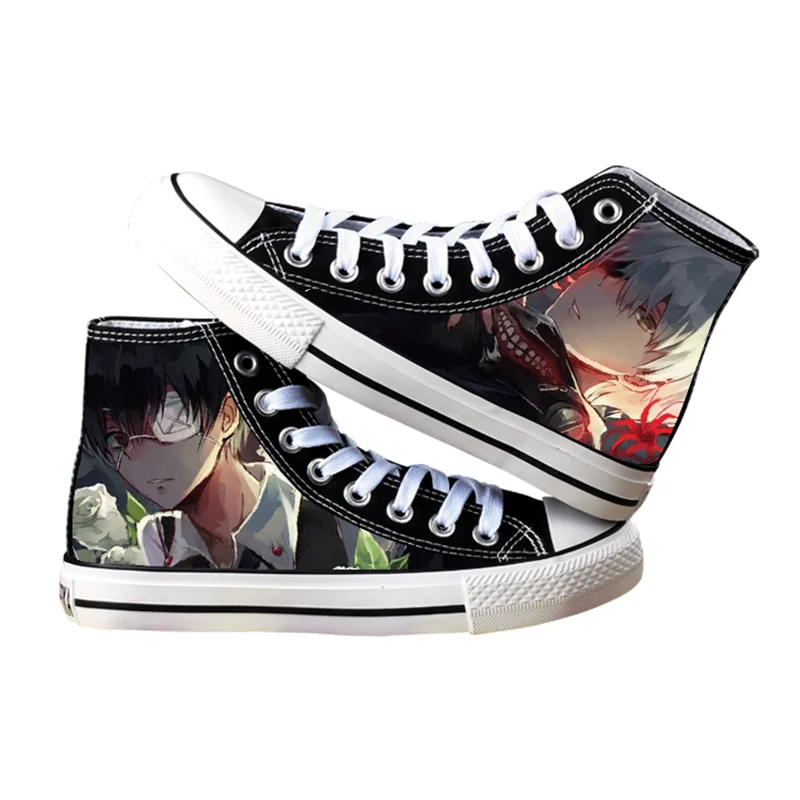 Anime Tokyo Ghoul shoes Kaneki Ken cosplay Adult students men women Spring summer Casual breathable High-top canvas shoes
