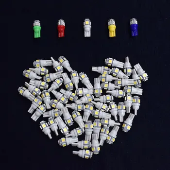 

10Pcs LED Bulb T10 W5W 192 168 194 12V White Red Yellow Green Blue 5050 5SMD Car Interior Dome Reading Lamp License Plate Light