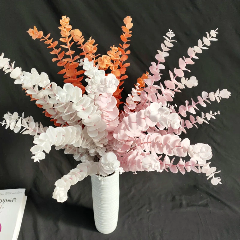 JAROWN Artificial Plant Autumn Eucalyptus Succulent Wedding Decoration DIY Bouquet With Grass Home Flower Arrangement Eucalyptus (8)