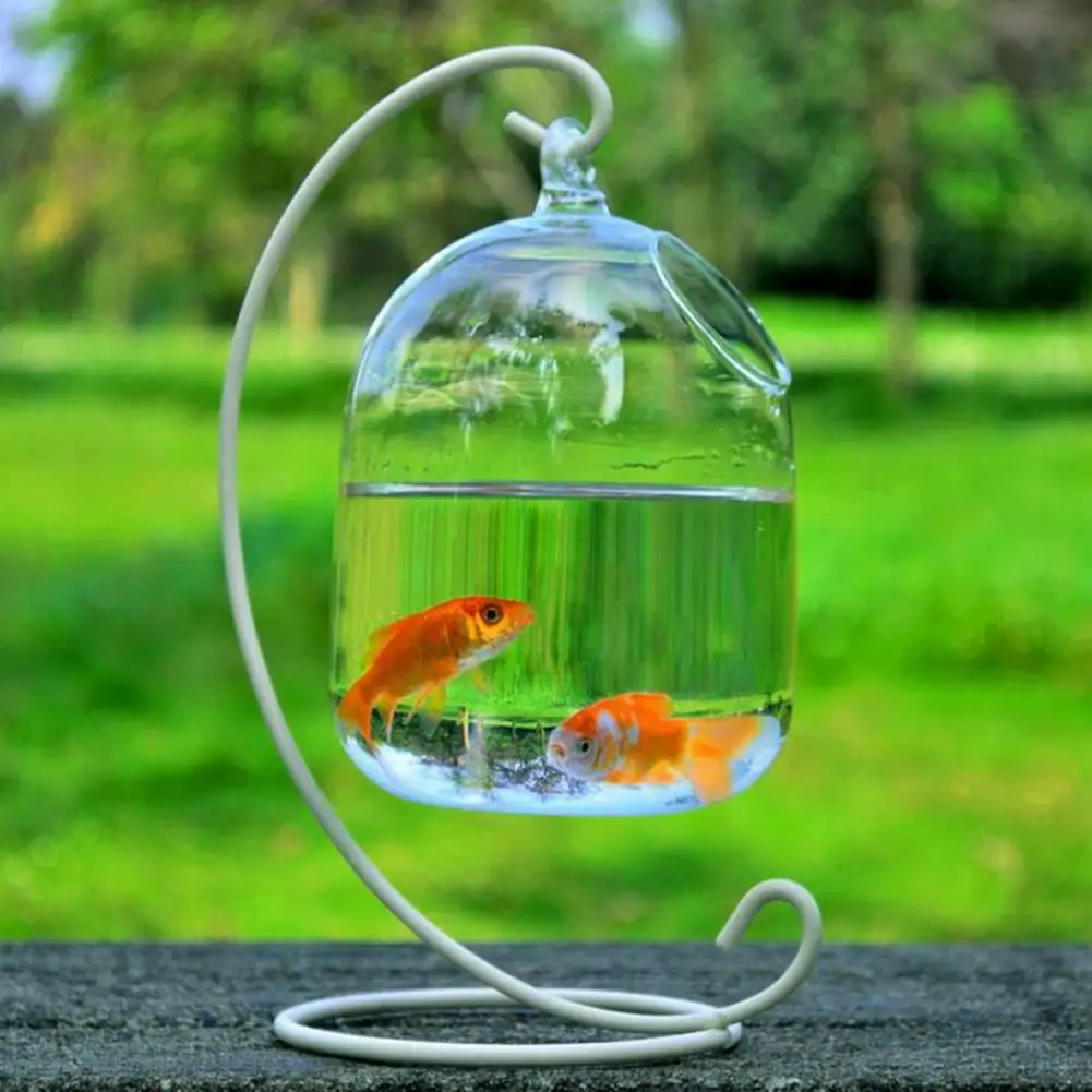 1Set Hanging Glass Aquarium Fish Bowl Fish Tank Flower Plant Vase with