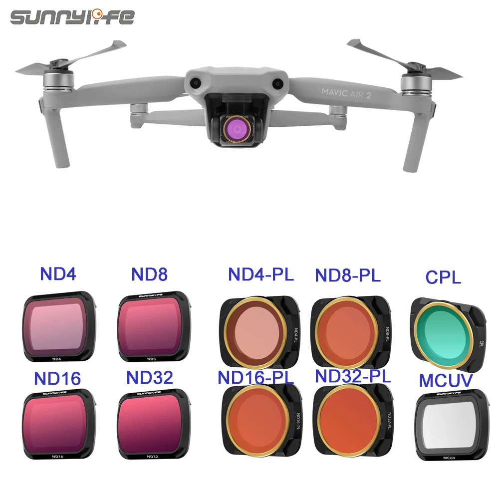 Набор фильтров для объектива Sunnylife Mavic Air 2 регулируемые фильтры MCUV CPL ND/PL ND16 ND32