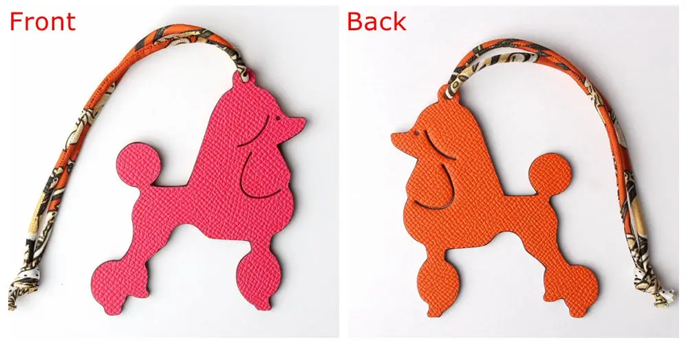 Известный бренд дизайнерский Роскошный натуральный шелк натуральная кожа морской конек собака брелок для рюкзака подвеска животное брелок для женщин сумка Шарм - Цвет: DOG PINK ORANGE