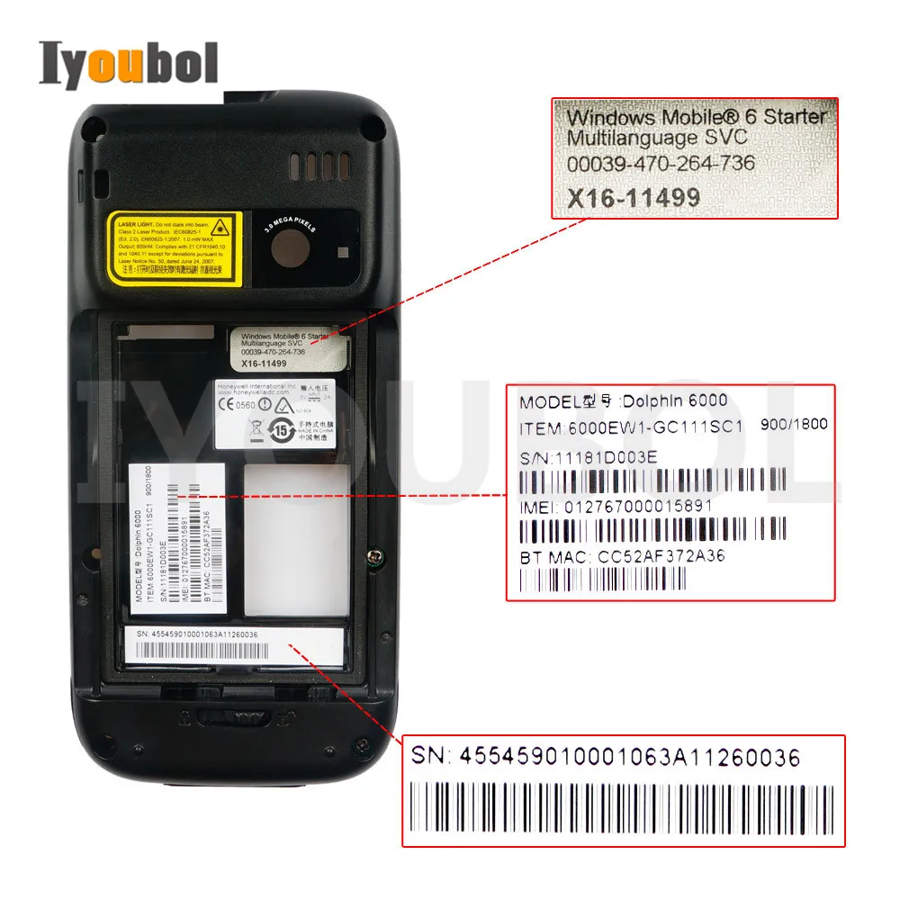 

Back Cover Replacement for Honeywell Dolphin 6000