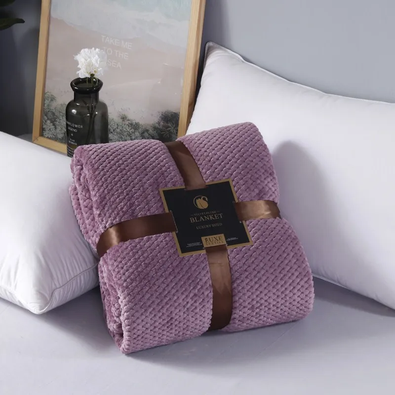 Одеяло для дивана, одноцветное Сетчатое одеяло с изображением ананаса, Фланелевое повседневное одеяло, одеяло,, подарок в японском стиле