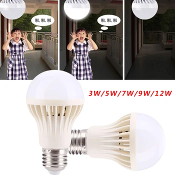 

E27 12W LED Bulb Light Sound Sensor PIR Motion Detection Household White