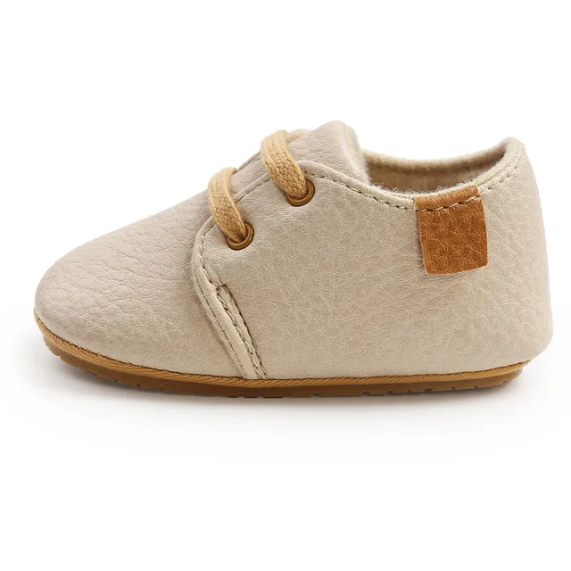 New Baby Shoes Retro Leather Boy Girl Shoe Bebes Multicolor Toddler Rubber Sole Anti-slip First Walkers Infant Newborn Moccasins Beige