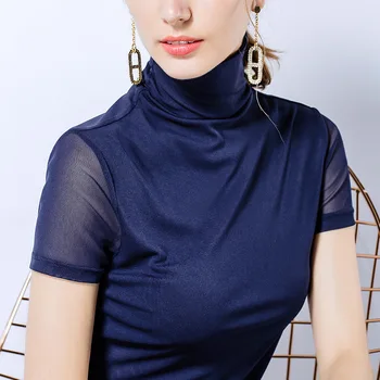 

Summer 2020 Womens Tops Gray Coffee Short Sleeve Crushed Velvet T-shirt Black