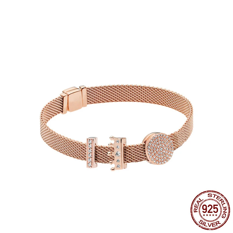 Rose Gold Luxury Sterling Silver 925 Charms Bracelet Beads Armband Fit Diy Bracelets 925 Bracelets For Women Jewelry P10