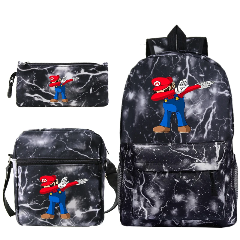 Mochila 3 шт./компл. Super Mario Dab рюкзак через плечо сумки Карандаш Чехол школьные рюкзаки для девочек-подростков; для мальчиков и девочек, рюкзак для путешествий с отделением для лэптопа, рюкзак