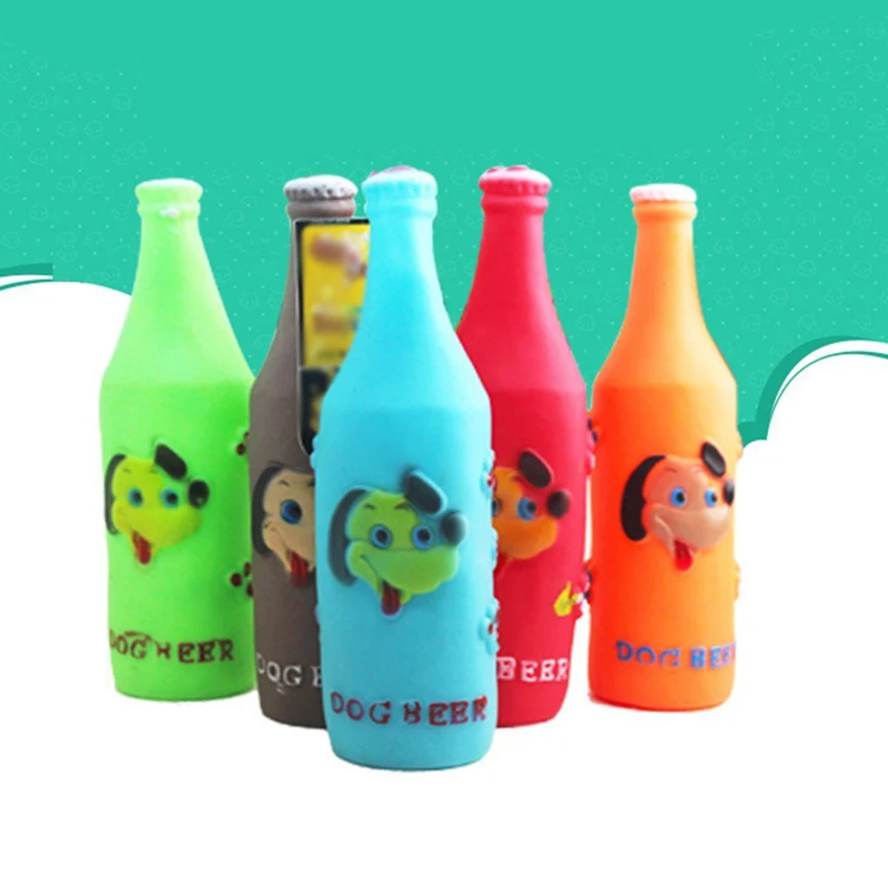 Мягкого латекса моделирование пивная бутылка игрушка новизны собаки зубов