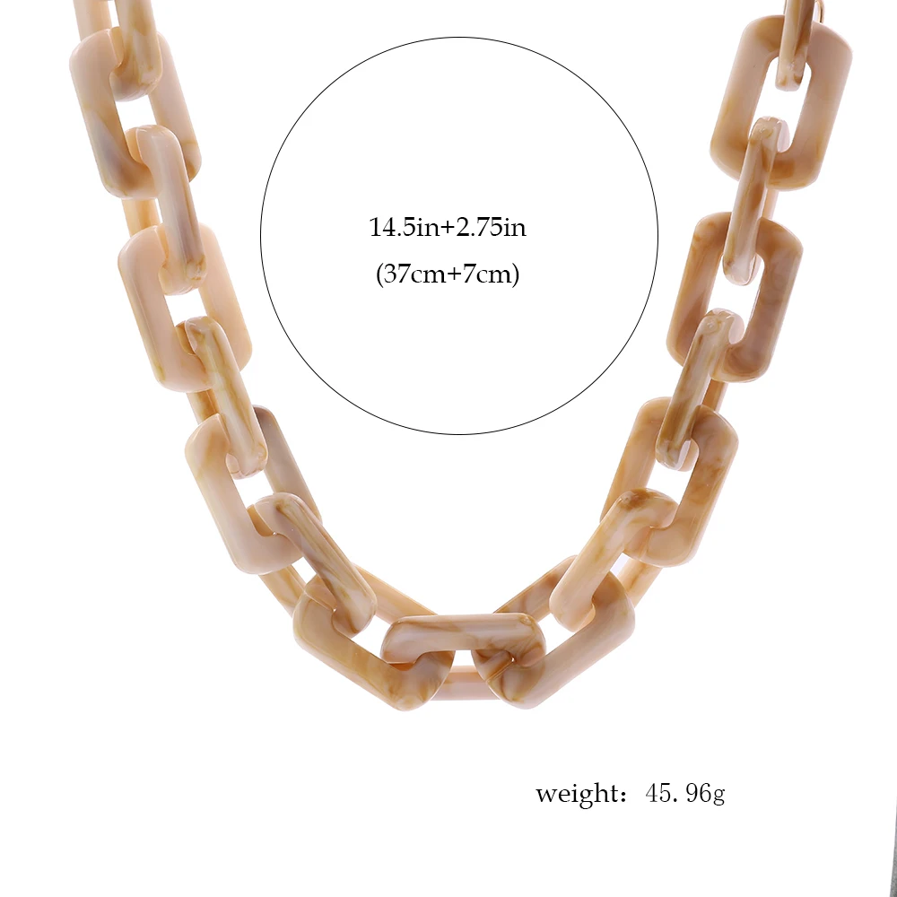 Punk Hip Hop Big Chunky Chain Necklace for Women Fashion Statement Acrylic Resin Choker Collar Femme Necklace Jewelry Bijoux