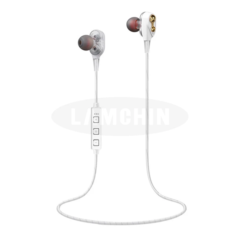 With bluetooth white Высококачественные стерео наушники, беспроводные Bluetooth наушники, двойные динамические Гибридные Bluetooth 5,0 спортивные наушники для Xiaomi Iphone - Цвет: With bluetooth white