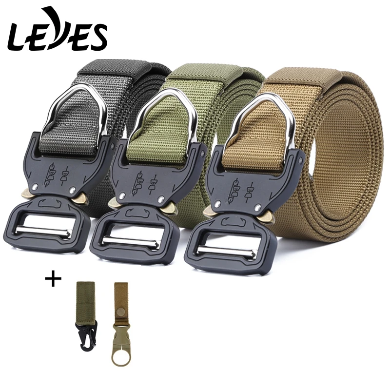 

LEYES canvas belt fast release metal buckle nylon training belt military army cobra tactical strong belt