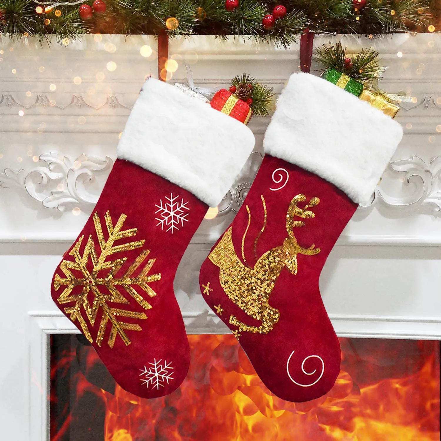 Personalised Christmas Stocking Santa Sack Christmas Eve Bag First Gift Stocking Holiday Decorations